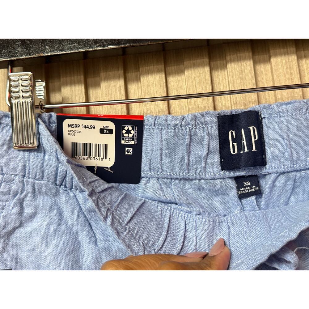 Gap Women's Linen Blend Pull-On Shorts Blue XS Drawstring Elastic Waist - Picture 3 of 7